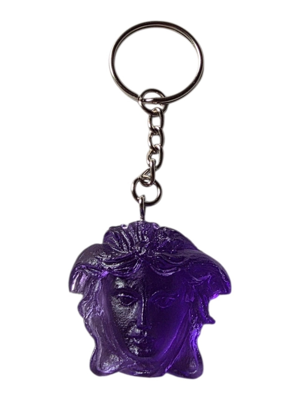 Versace Inspired Purple Medusa Head Keychain In Resin
